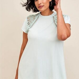 Torrid Studio Crepe Jersey Mock Neck Lace Inset Top